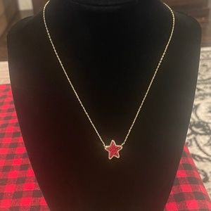 Kendra Scott Jae Star In Bright Red Drusy Gold Pendant Necklace